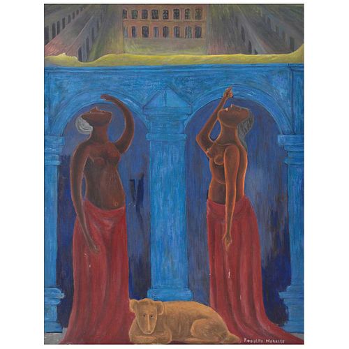 RODOLFO MORALES, Azul, Firmado, Óleo sobre tela, 130 x 100 cm