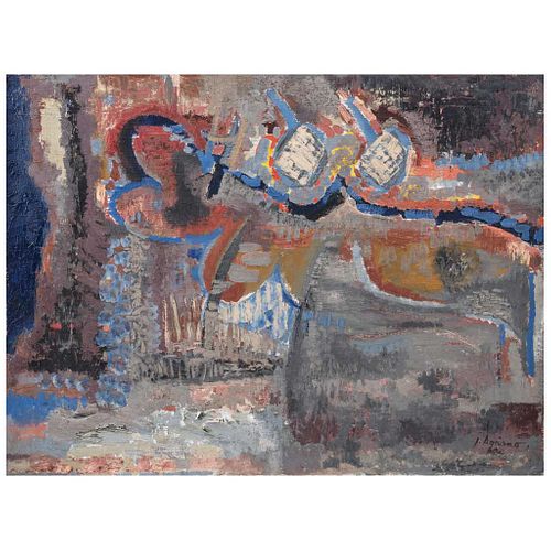 JUAN SORIANO, El animal, Firmado y fechado 60, Óleo sobre tela, 63.5 x 80 cm