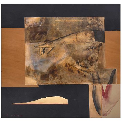 ROBERTO CORTÁZAR, Ángulos paralelos, 1995, Firmada, Mixta y collage sobre madera, 100 x 95 cm