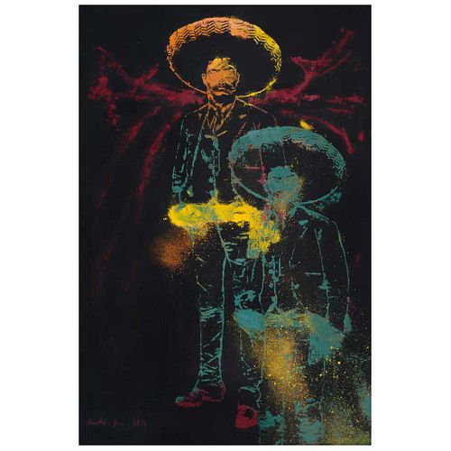 EMILIANO GIRONELLA PARRA, Zapata doble, Firmada y fechada 2021, Mixta sobre placa de acrílico, 178 x 118 cm, Con constancia