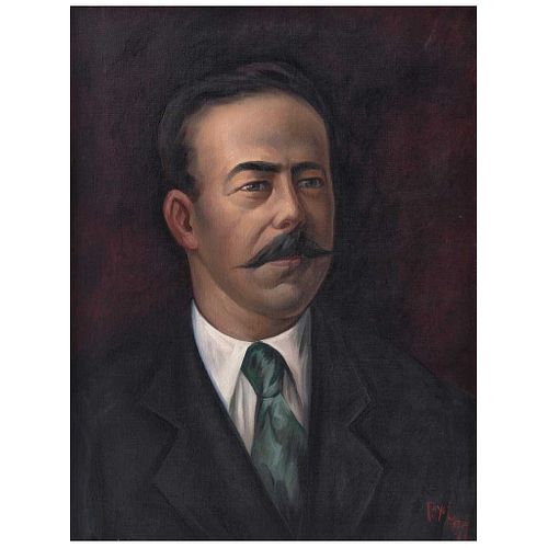 JOSÉ REYES MEZA, Pancho Villa, Firmado y fechado 73, Óleo sobre tela, 65 x 50 cm