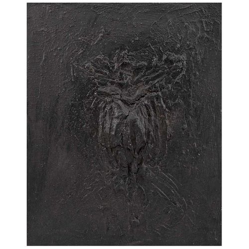 BEATRIZ ZAMORA, Negro 1117, Firmada y fechada 1990 al reverso, Mixta sobre tela, 50 x 41 cm