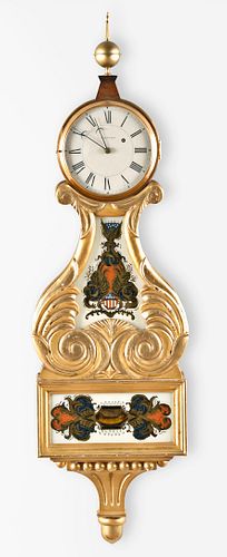 Waltham Watch Co. Abbot Lyre patent timepiece or banjo wall clock