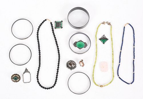 Fifteen Pieces of Jewelry, Silver, 14k, Etc...