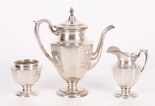 Three Piece Sterling Tea Set by Fisher