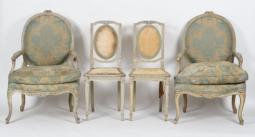 A pair of Louis XV painted fauteuils,18th century