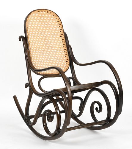 Thonet style bentwood and caned rocking chair