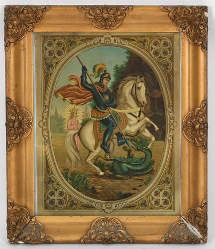 A 19th Century Print, St. George and The Dragon