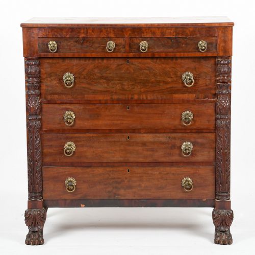 American Classical mahogany and cherry chest