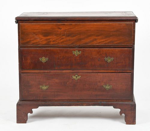 A Chippendale stained pine mule chest, 18th century