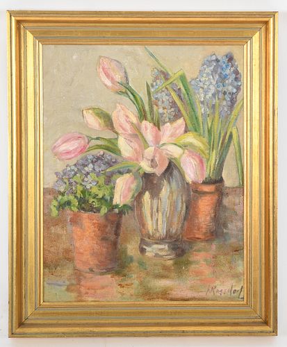 Hans Ressdorf, Still life w/ flowers, oil on canvas