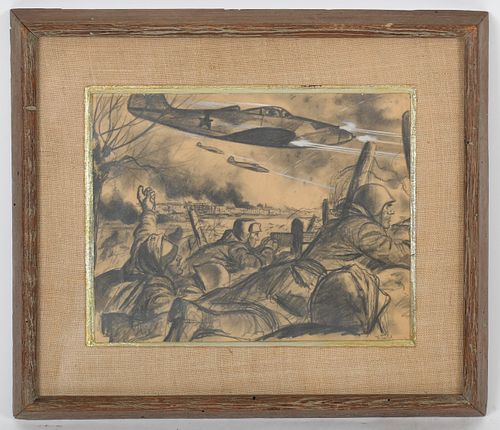 A WWII Illustration, Pencil on Paper