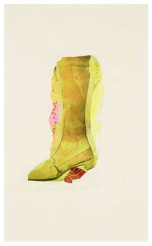 Jim Dine (United States, b. 1935) Yellow, 1965, work on paper collage, paint, fabric, and graphite 
