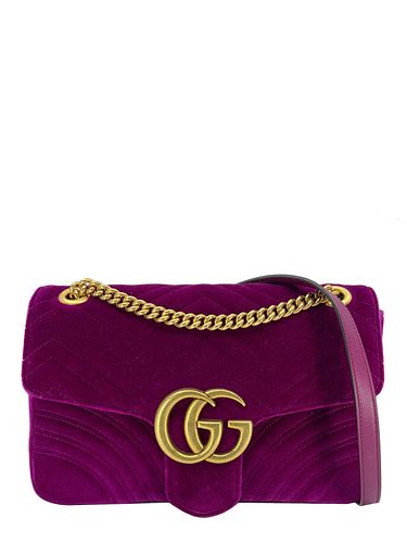 Gucci GG Marmont Matelasse Velvet Medium Shoulder Bag
