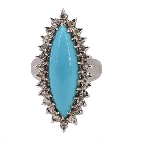 Turquoise & Diamonds Cocktail 18k Gold Ring