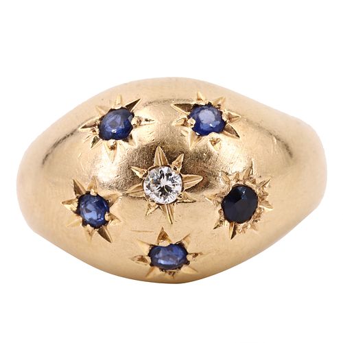 Diamond & Sapphires 18k Gold Vintage Ring