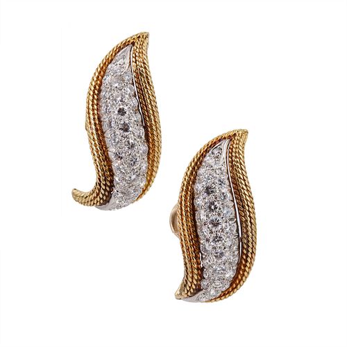 3.80 Cts in Diamonds 18k Gold Vintage Earrings
