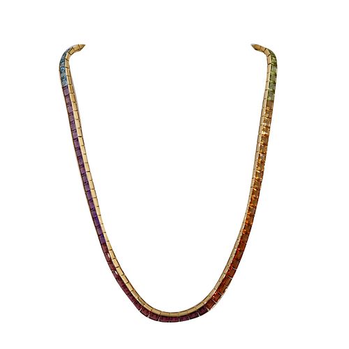Multicolor Gemstones 18k gold Necklace