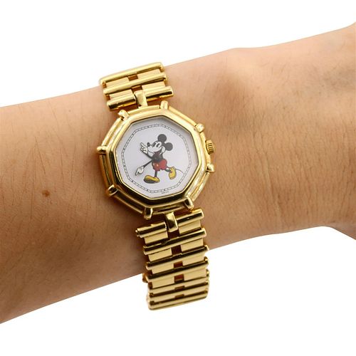 Gerald Genta 18k Gold Mickey Mouse Quartz Watch