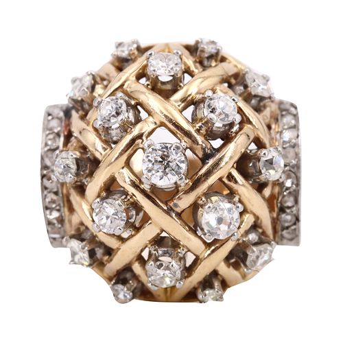 18k Gold Bombe Ring with Diamonds