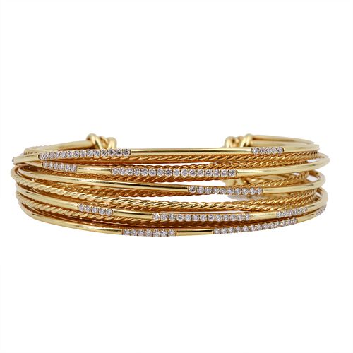 David Yurman Crossover 18 k Gold Cuff Bracelet with Diamonds