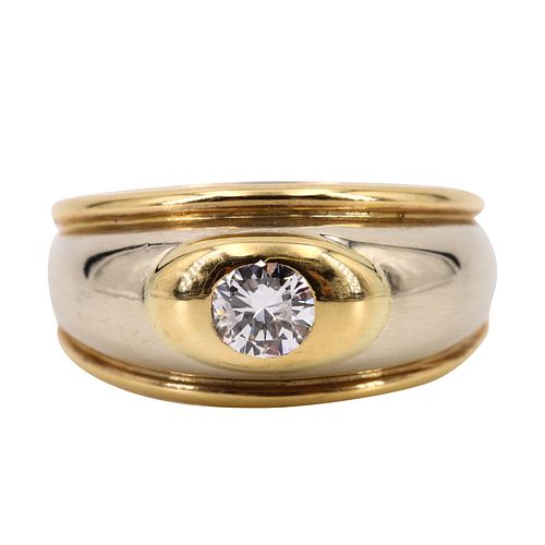 14k Gold Gipsy Diamond Ring