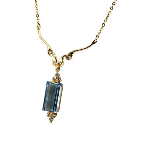 Aquamarine, Diamonds & 18k Gold Necklace sold at auction on 15th ...
