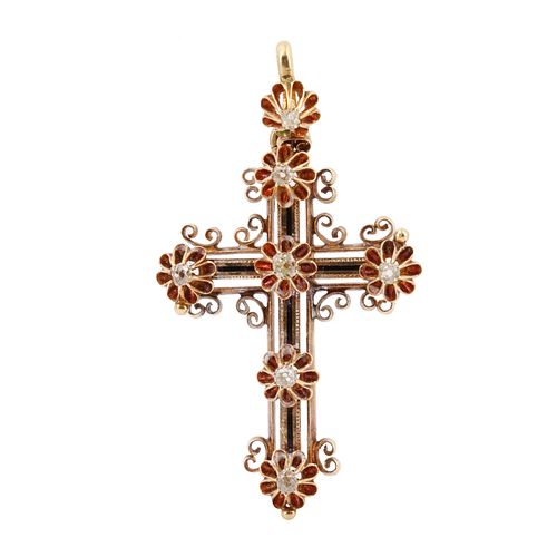 Victorian 18k Gold & Diamonds Cross Pendant