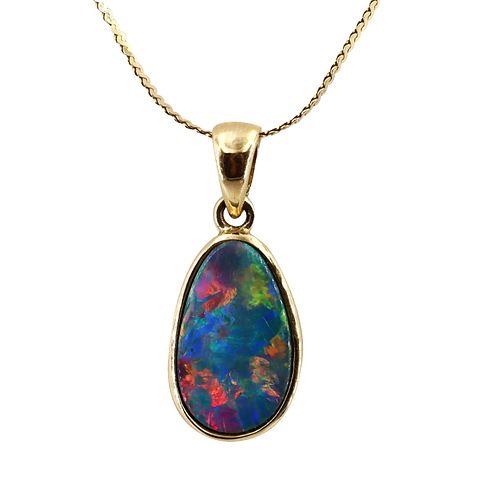 Opal Pendant Necklace in 14k Gold
