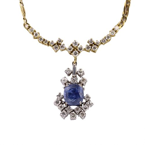 Sapphire & Diamonds 18k Gold Necklace