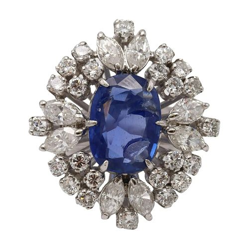 GIA: Burma Sapphire NO Heat. & Diamonds Ring