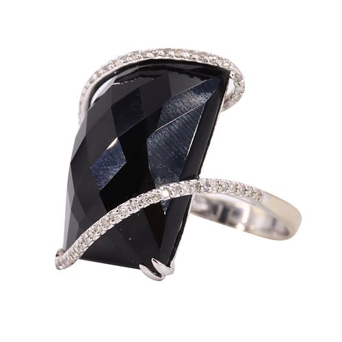 Onyx & Diamonds 14k Gold Ring