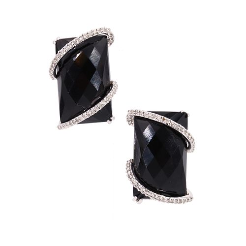 Onyx & Diamonds 14k Gold Earrings