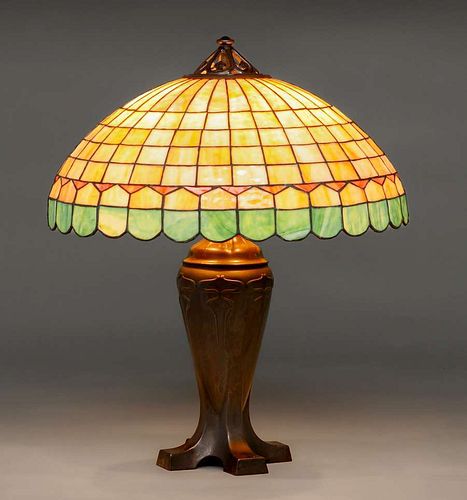 Large Handel Leaded Glass Lamp c1910