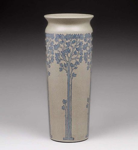 Tall Exceptional Marblehead Pottery Decorated Vase c1910