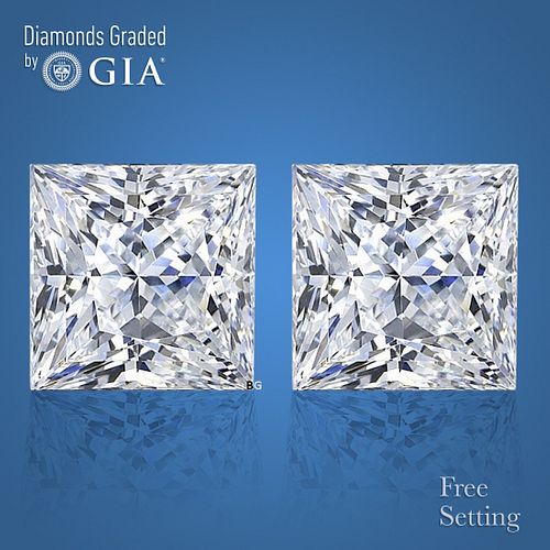 4.40 carat diamond pair Princess cut Diamond GIA Graded 1) 2.20 ct, Color I, VS1 2) 2.20 ct, Color I, VS1. Appraised Value: $101,800 