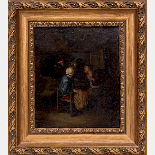 School of Jan Jacobsz Molenaer (1654-c.1690) Tavern Scene with Figures, Oil on canvas,