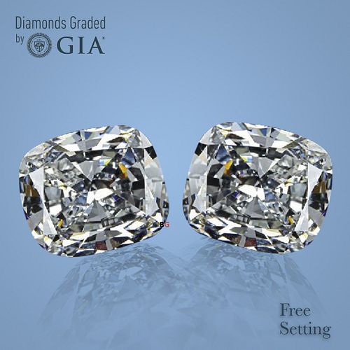 4.24 carat diamond pair Cushion cut Diamond GIA Graded 1) 2.11 ct, Color I, VS1 2) 2.13 ct, Color I, VS2. Appraised Value: $90,100 