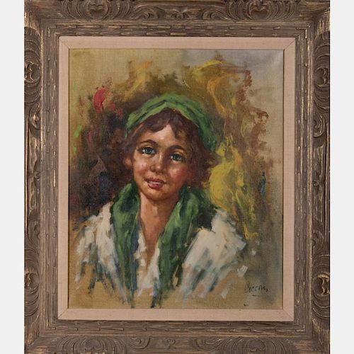 Alberto Cecconi (1897-1973) Portrait of a Young Child, Oil on canvas,