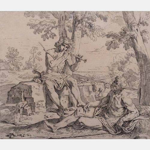 Simone Cantarini (1612-1648) Mercury and Argus, Etching on laid paper,