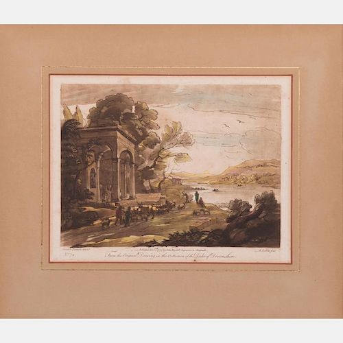 Richard Earlom (1743-1822) Landscape After Claude Lorrain, Etching and roulette, mezzotint.