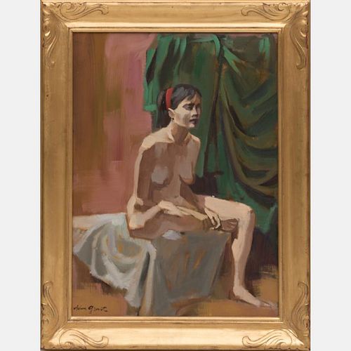 Adam Grant (American, 20th Century) Seated Nude, Oil on canvas,