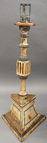 Continental Painted Wood Candlestick
