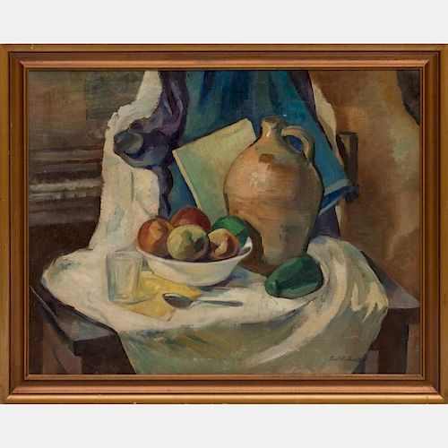 Paul Perlmutter (1910-2005) Still Life with Bowl of Fruit, Oil on canvas board,