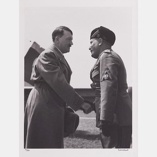 Alfred Eisenstaedt (1898-1995) The First Meeting of Hitler and Mussolini, Venice, Gelatin silver print,