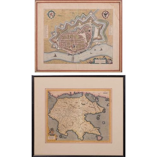 Two Framed Hand-colored Engraved Maps, 19th/20th Century,