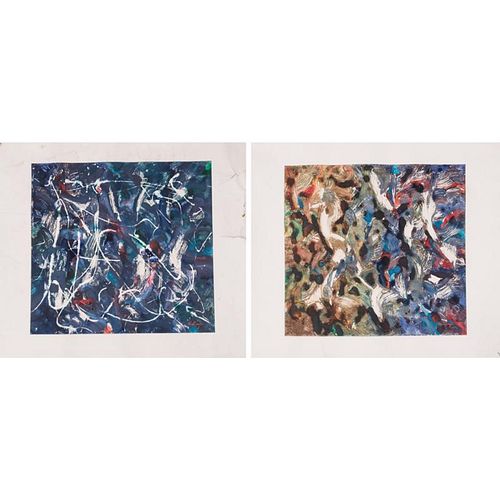 Clarence Van Duzer (1920-2009) Two Abstract Works, Monoprints,