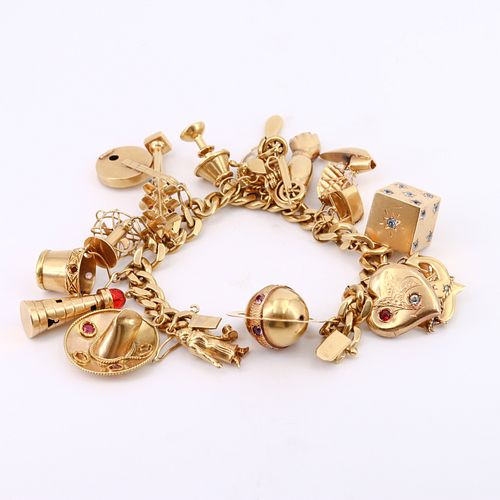 18k gold Charm Bracelet with Diamonds & Gemstones