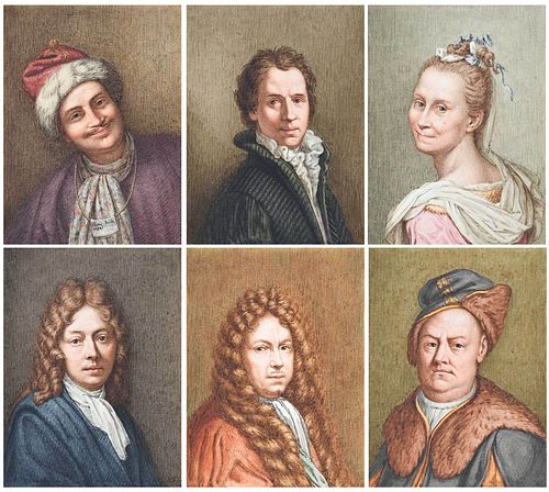 Six Portrait Miniatures of Late Baroque Artists