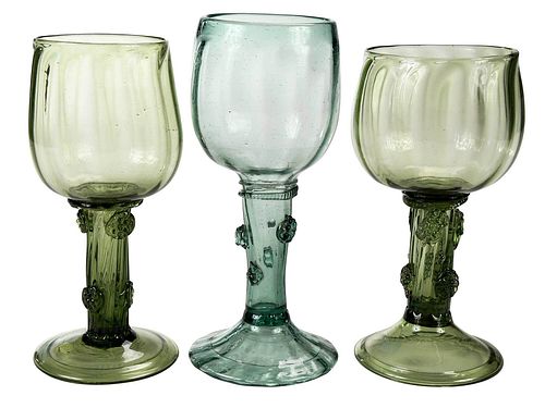 Three German or Dutch Green Glass Roemers